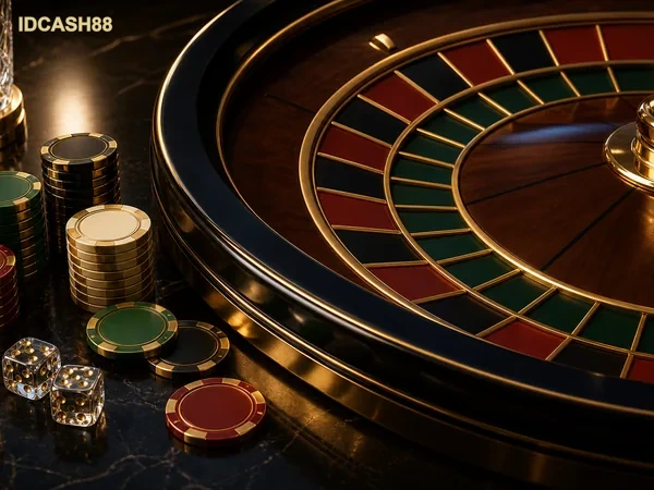 Meja European Blackjack dengan dealer dan kartu yang sedang dibagikan